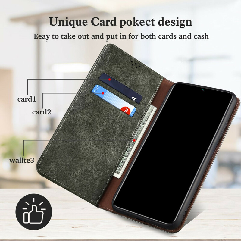 Flip Cover iPhone 13 Mini Kunstleder Gewachst Flip Cover iPhone 13 Mini Kunstleder Gewachst