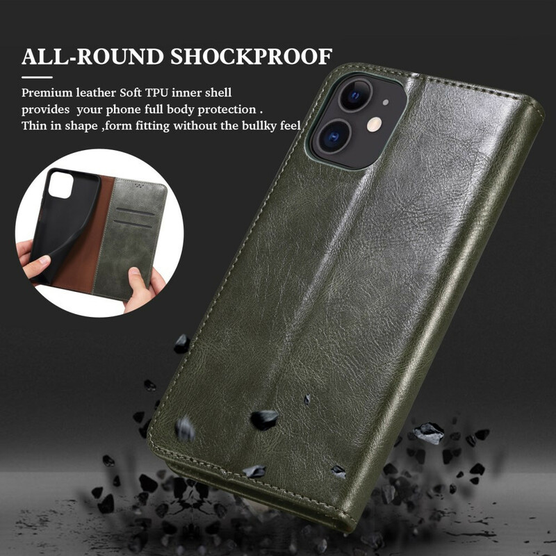 Flip Cover iPhone 13 Mini Kunstleder Gewachst Flip Cover iPhone 13 Mini Kunstleder Gewachst