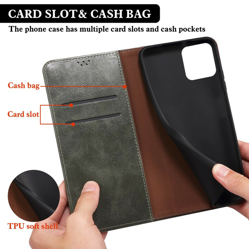 Flip Cover iPhone 13 Mini Kunstleder Gewachst Flip Cover iPhone 13 Mini Kunstleder Gewachst