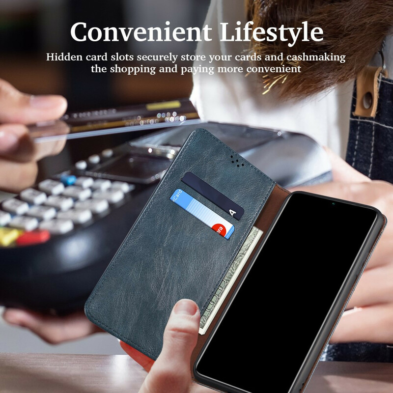 Flip Cover iPhone 13 Mini Kunstleder Gewachst