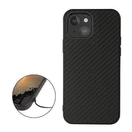 iPhone 13 Mini Cover mit Lederoptik und Carbonfaserstruktur