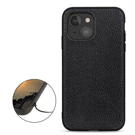iPhone 13 Mini Cover aus echtem Litschi-Leder