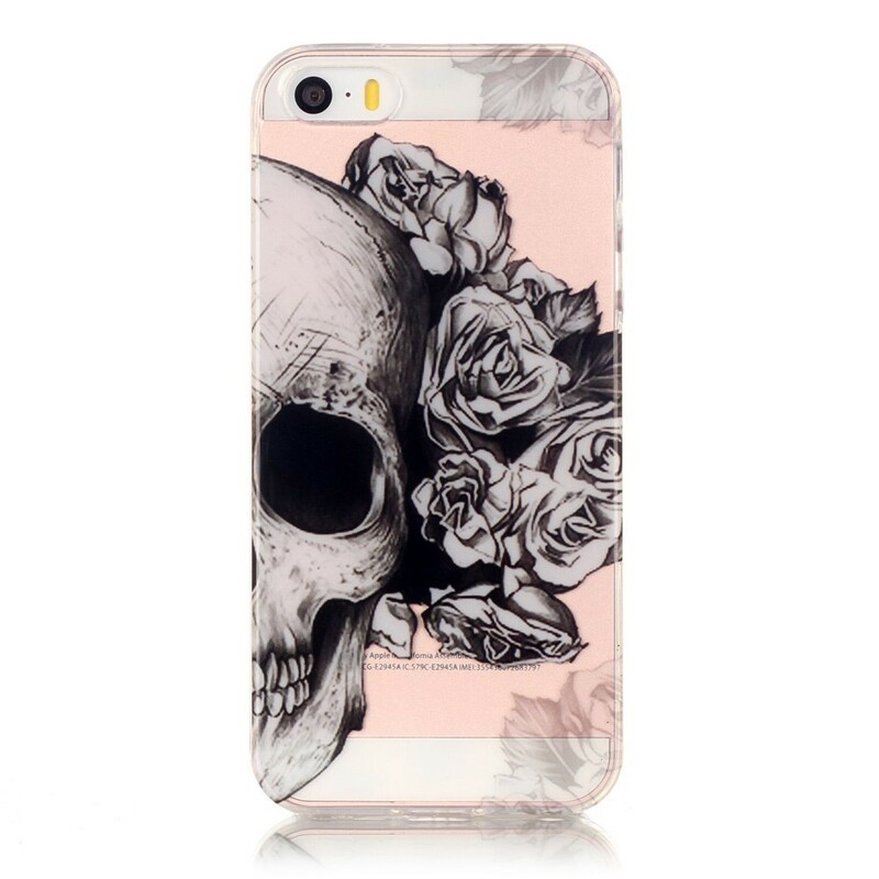 Transparentes iPhone SE/5/5S Cover Blumiger Totenkopf