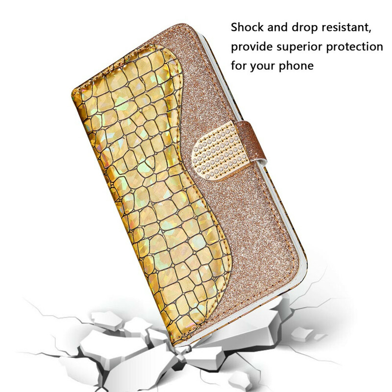 Hülle iPhone 13 Mini Kroko Diamanten