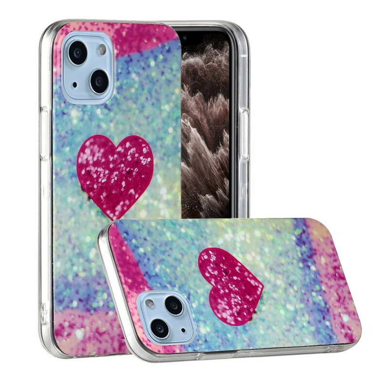 iPhone 13 Mini Marmor Glitter Cover