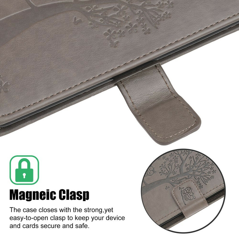 iPhone 13 Mini-Hülle Baum und Eulen mit Riemen