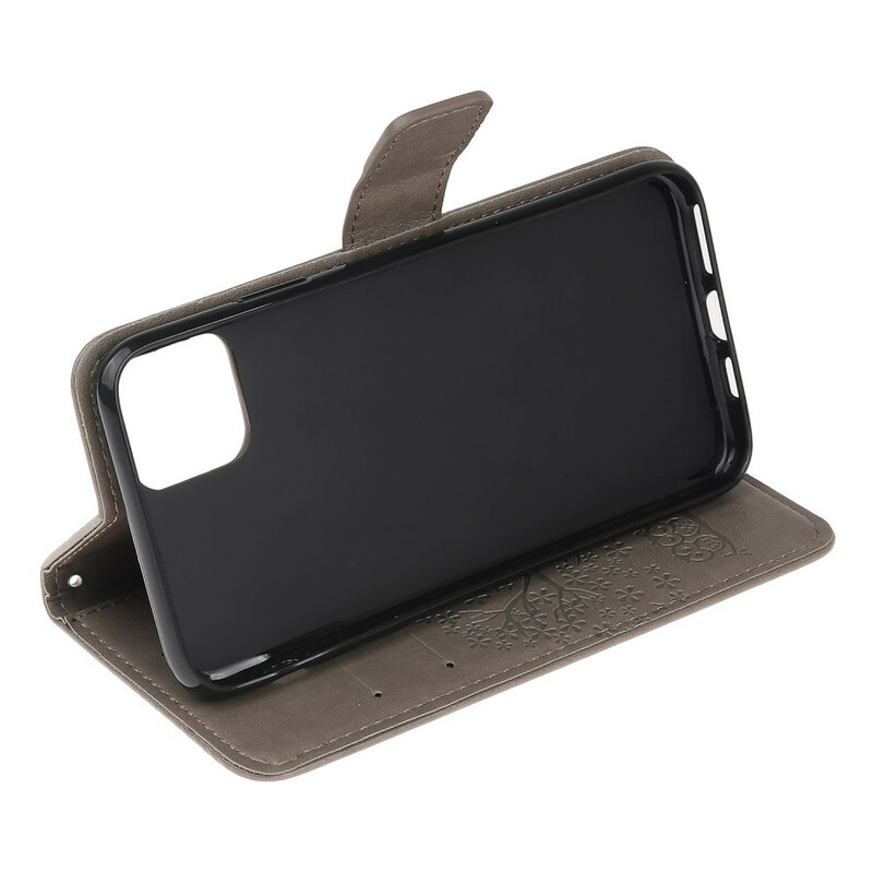 iPhone 13 Mini-Hülle Baum und Eulen mit Riemen