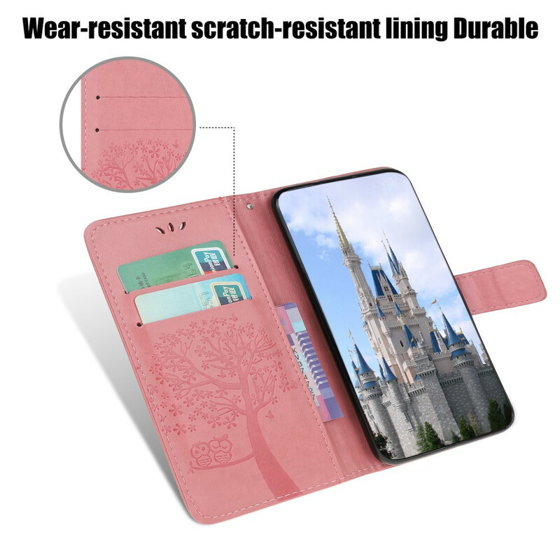 iPhone 13 Mini-Hülle Baum und Eulen mit Riemen