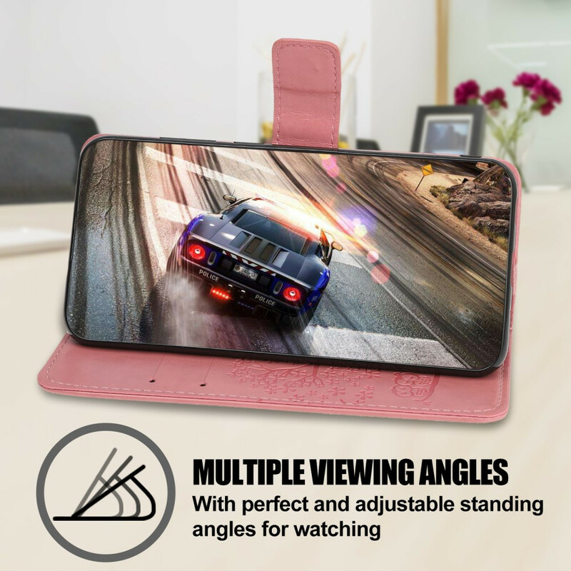 iPhone 13 Mini-Hülle Baum und Eulen mit Riemen