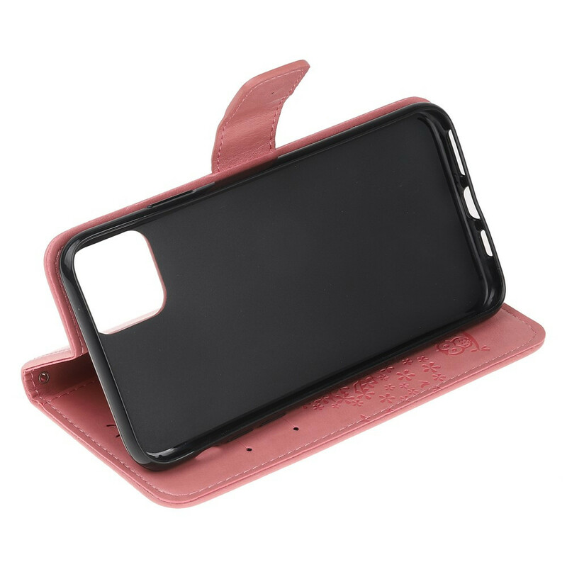 iPhone 13 Mini-Hülle Baum und Eulen mit Riemen