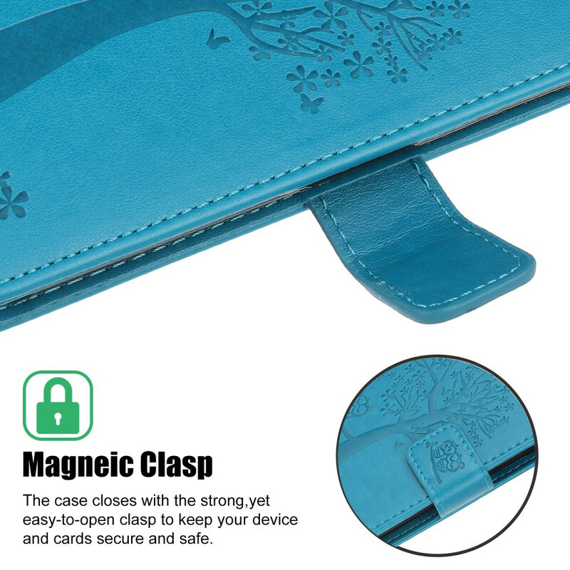 iPhone 13 Mini-Hülle Baum und Eulen mit Riemen