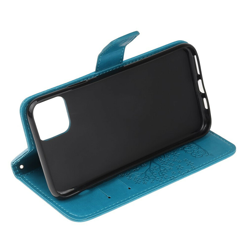 iPhone 13 Mini-Hülle Baum und Eulen mit Riemen