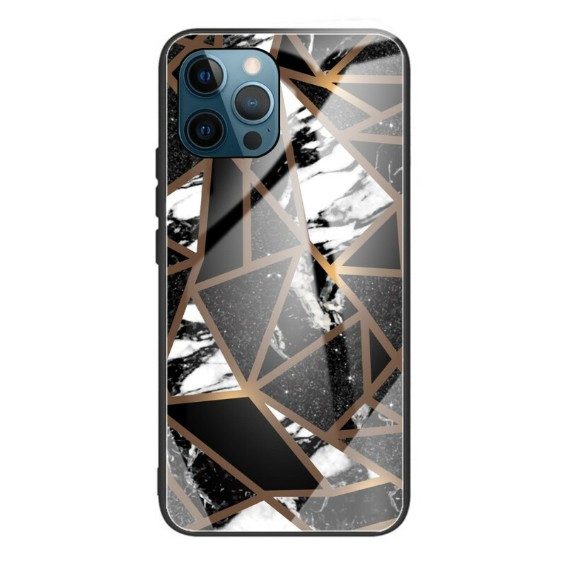 iPhone 13 Pro Cover Panzerglas Marmor Geometrie