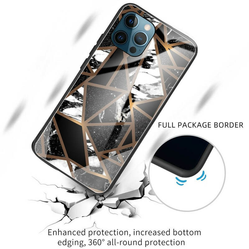 iPhone 13 Pro Cover Panzerglas Marmor Geometrie