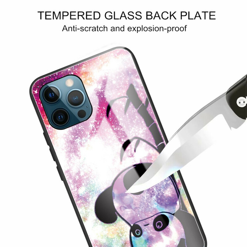 iPhone 13 Pro Schutzhülle aus gehärtetem Glas Panda und Bambus
