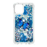iPhone 13 Pro Max Cover Blaue Schmetterlinge Glitter
