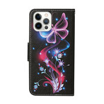 iPhone 13 Pro Hülle Schmetterlinge und Lanyard