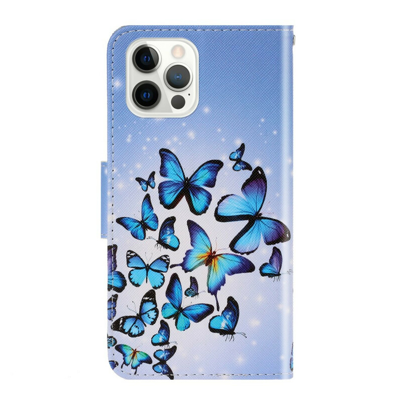 iPhone 13 Pro Hülle Schmetterlings-Variationen mit Riemen