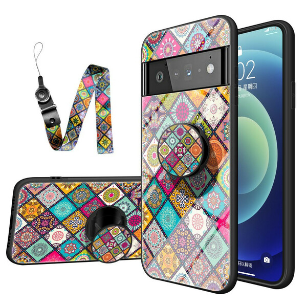 Google Pixel 6 Pro Cover Magnetische Halterung Patchwork