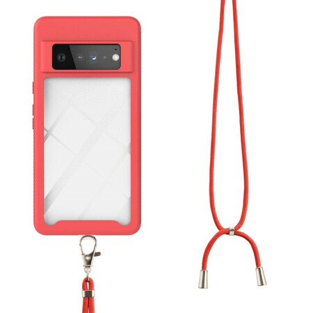 Google Pixel 6 Pro Hybrid Cover mit Kordel und farbiger Umrandung