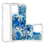 iPhone 13 Pro Cover Blaue Schmetterlinge Glitter
