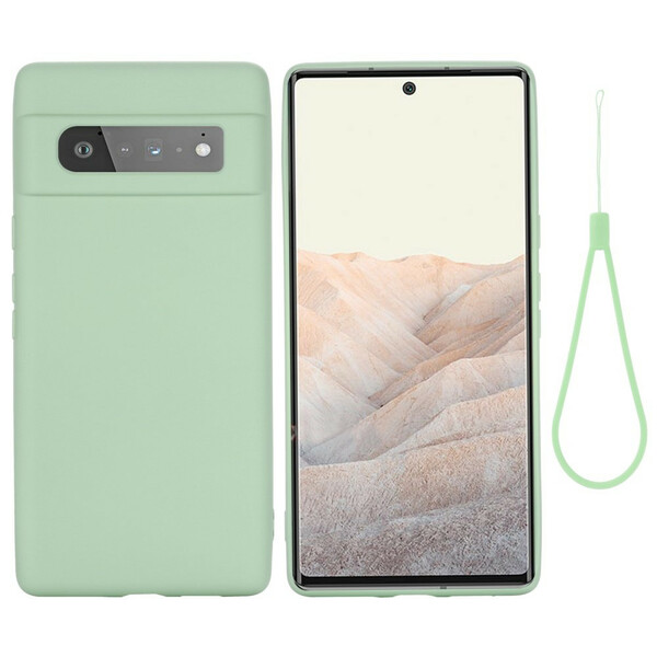 Google Pixel 6 Pro Liquides Silikon Cover Mit Lanyard