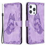 iPhone 13 Pro Hülle Schmetterling Barock mit Riemen