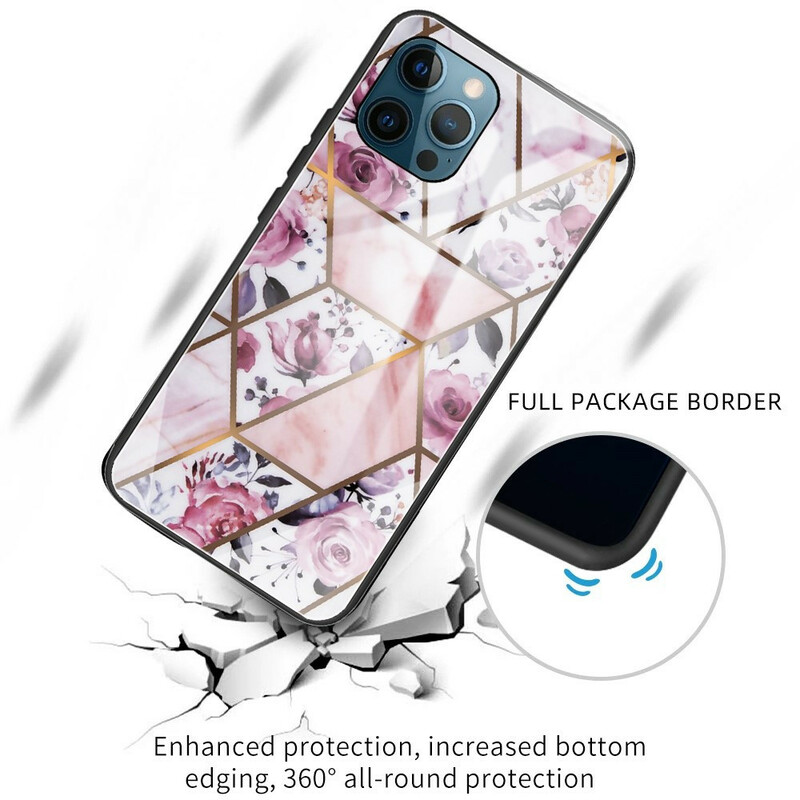 iPhone 13 Pro Max Cover Panzerglas Marmor Geometrie