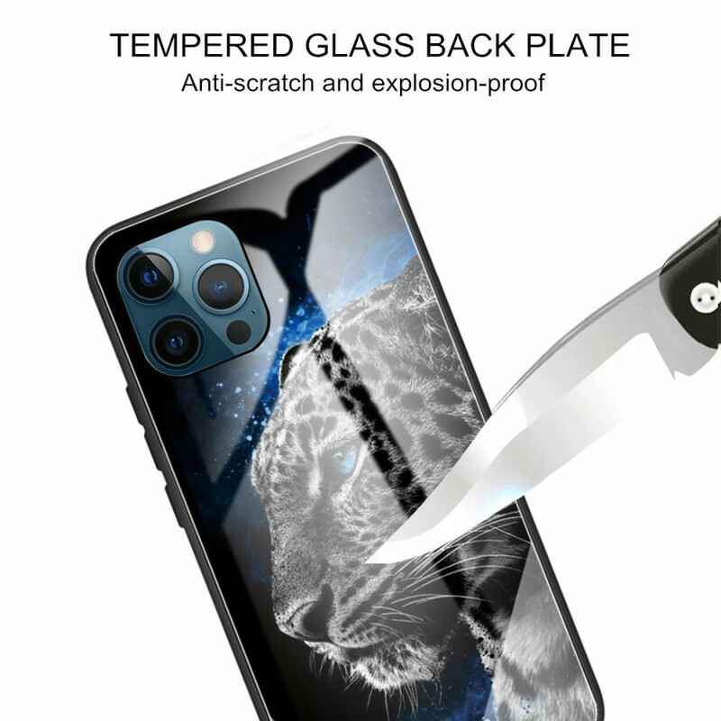 iPhone 13 Pro Max Hülle aus gehärtetem Glas Felinengesicht