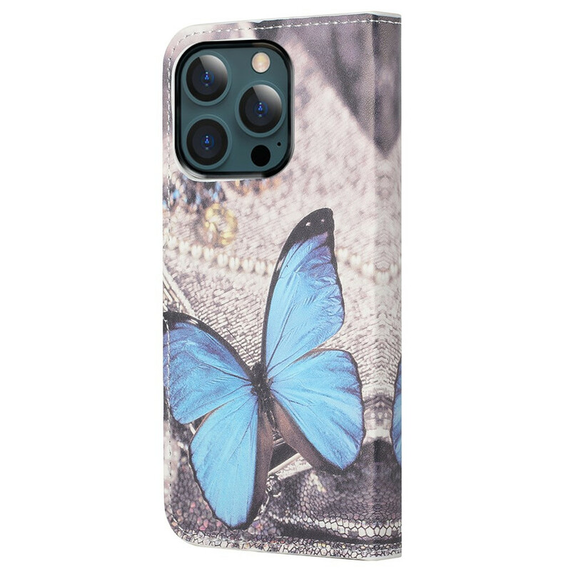 iPhone 13 Pro Max Hülle Schmetterling Blau