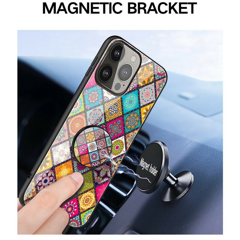 iPhone 13 Pro Cover Magnetische Halterung Patchwork