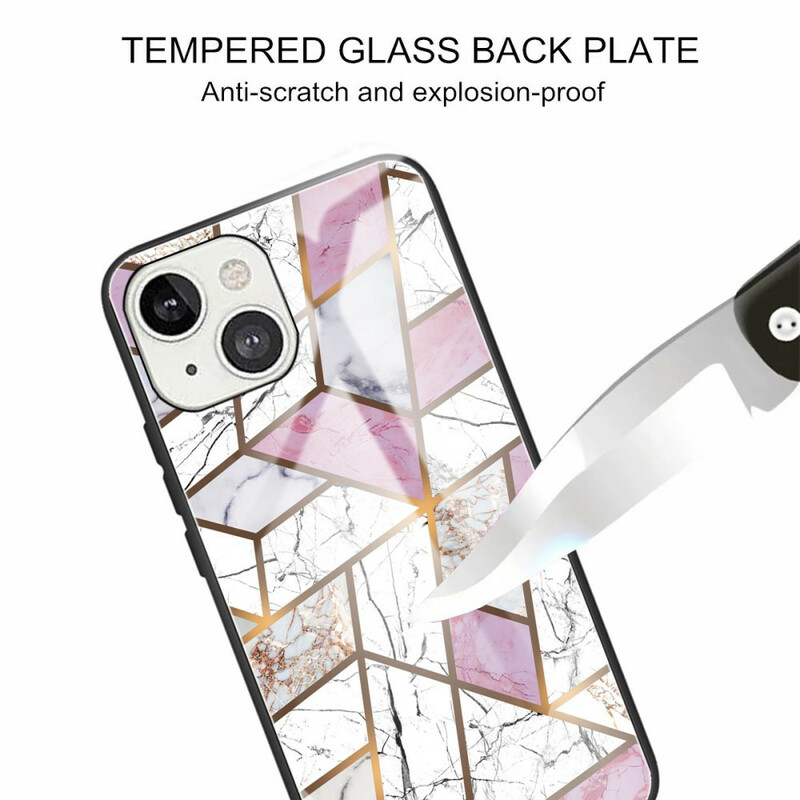 iPhone Cover 13 Panzerglas Marmor Geometrie