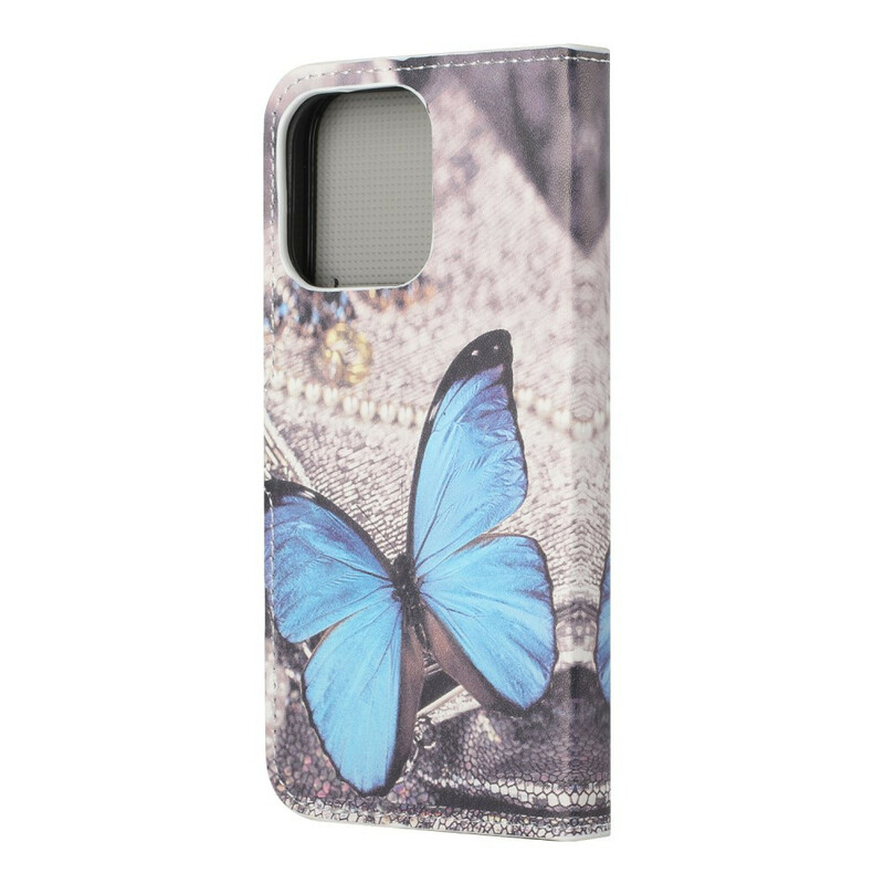 iPhone 13 Hülle Schmetterling Blau