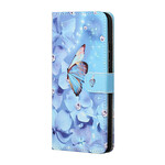 iPhone 13 Schmetterlings-Diamanten-Tasche mit Riemen