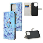 iPhone 13 Schmetterlings-Diamanten-Tasche mit Riemen