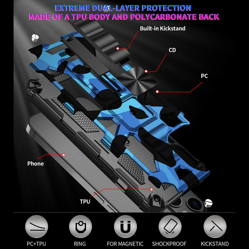 iPhone 13 Pro Max Cover Camouflage Abnehmbare Halterung