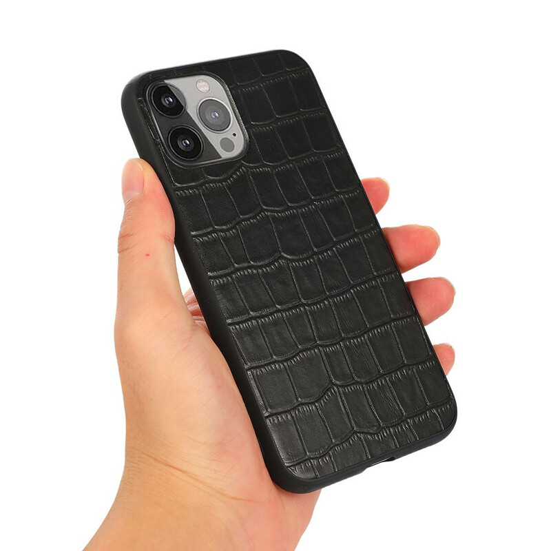 iPhone 13 Pro Max Hülle aus echtem Leder mit Krokodil-Muster