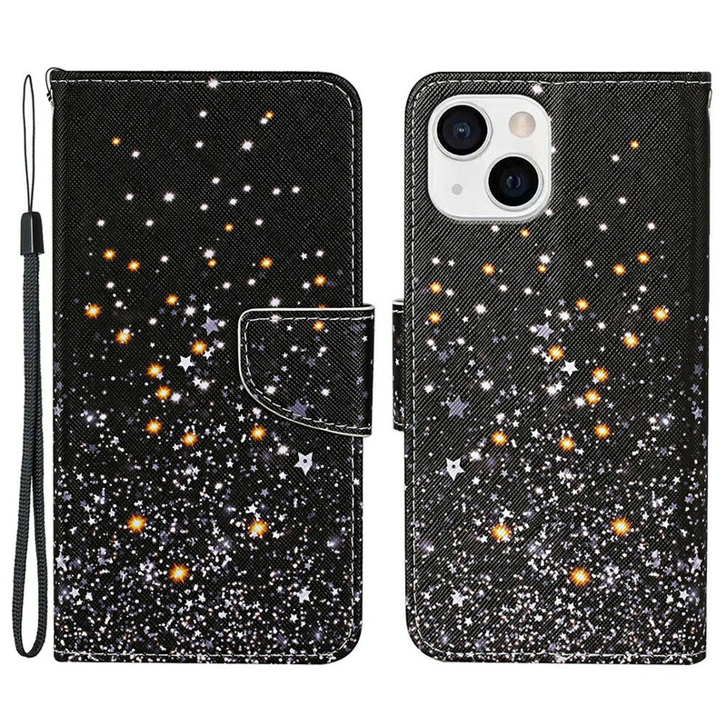 iPhone 13 Hülle Sterne und Pailletten mit Lanyard