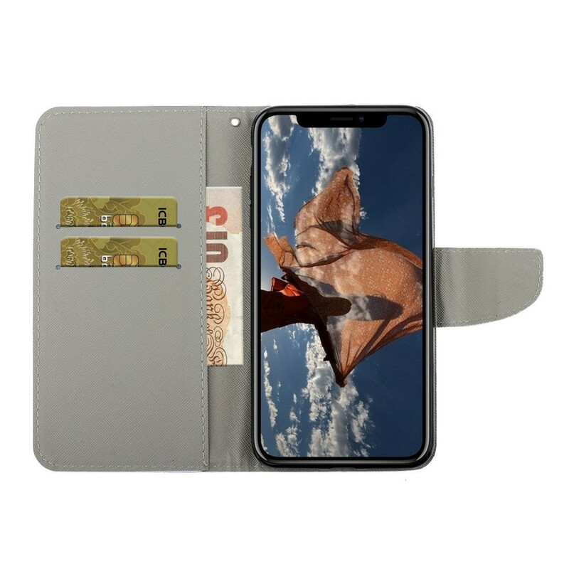 iPhone 13 Hülle Eulenfamilie mit Lanyard