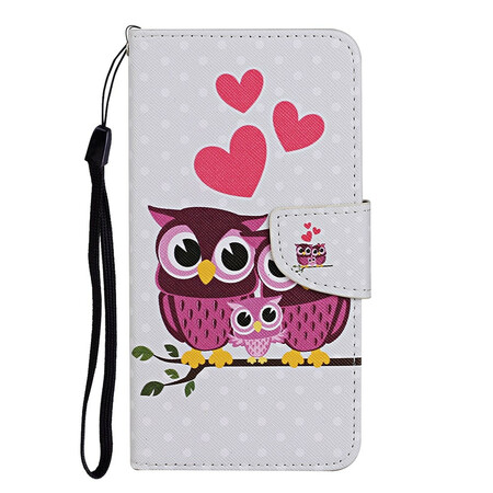 iPhone 13 Hülle Eulenfamilie mit Lanyard