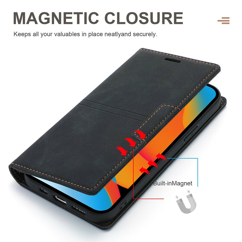 Flip Cover iPhone 13 Pro Max Style Leder Naht Magnetschließe