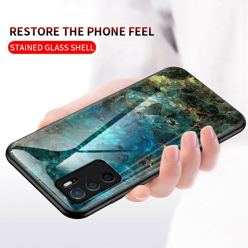 Cover Oppo A16 / A16s Gehärtetes Glas Marble Colors