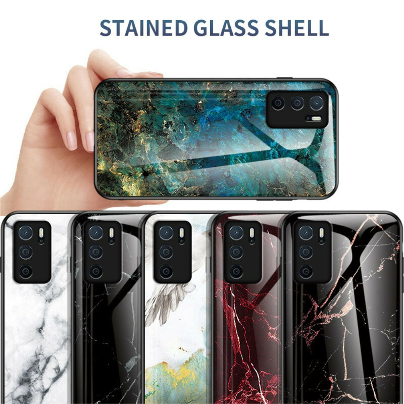 Cover Oppo A16 / A16s Gehärtetes Glas Marble Colors