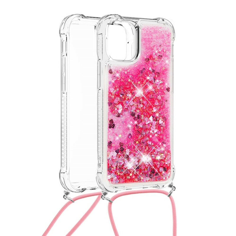 iPhone 13 Glitter Cover mit Kordel