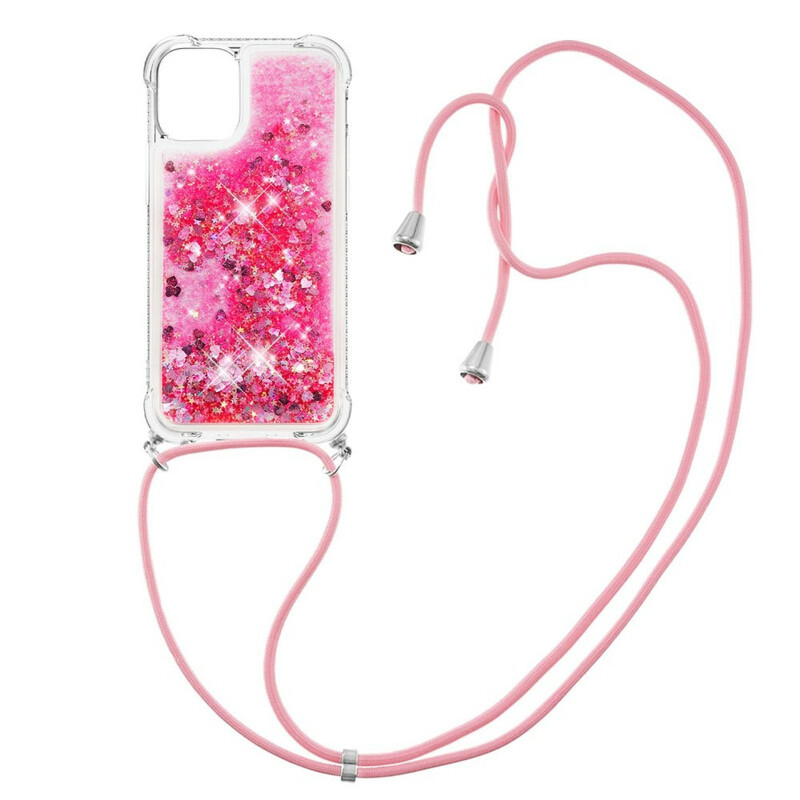 iPhone 13 Glitter Cover mit Kordel