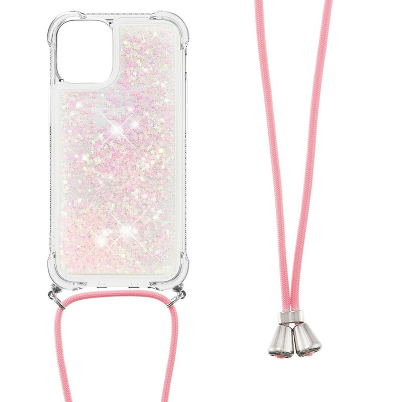 iPhone 13 Glitter Cover mit Kordel