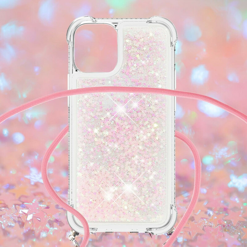 iPhone 13 Glitter Cover mit Kordel