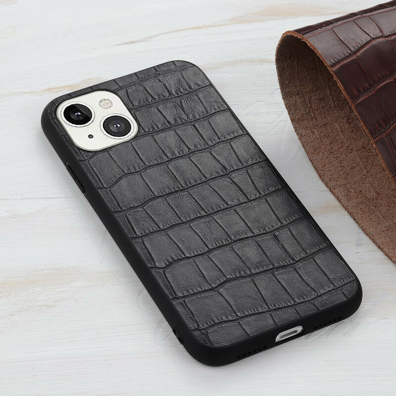 iPhone 13 Hülle aus echtem Leder mit Krokodil-Muster