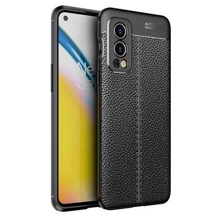 Cover OnePlus Nord 2 5G Litschi-Leder-Effekt Double Line