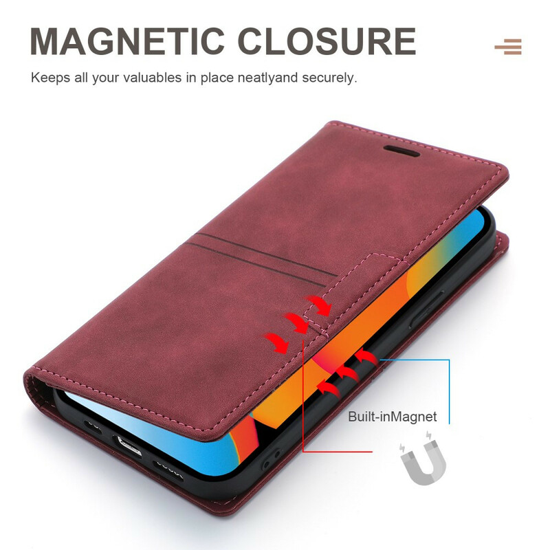 Flip Cover iPhone 13 Style Leder Naht Magnetverschluss